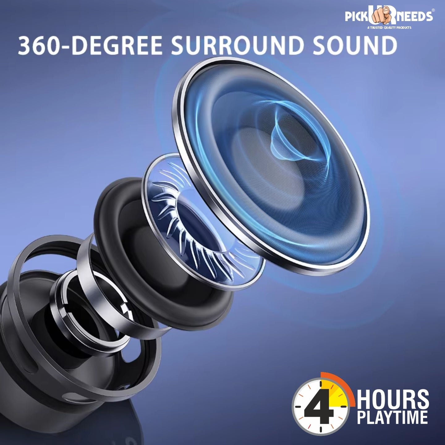 Pick Ur Needs Compact Rechargeable Wireless Thunder Sound 5W Bluetooth Speaker– Support FM/USB  (Black)